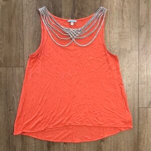 LEIFNOTES Coral Sleeveless Top with Braid Detail